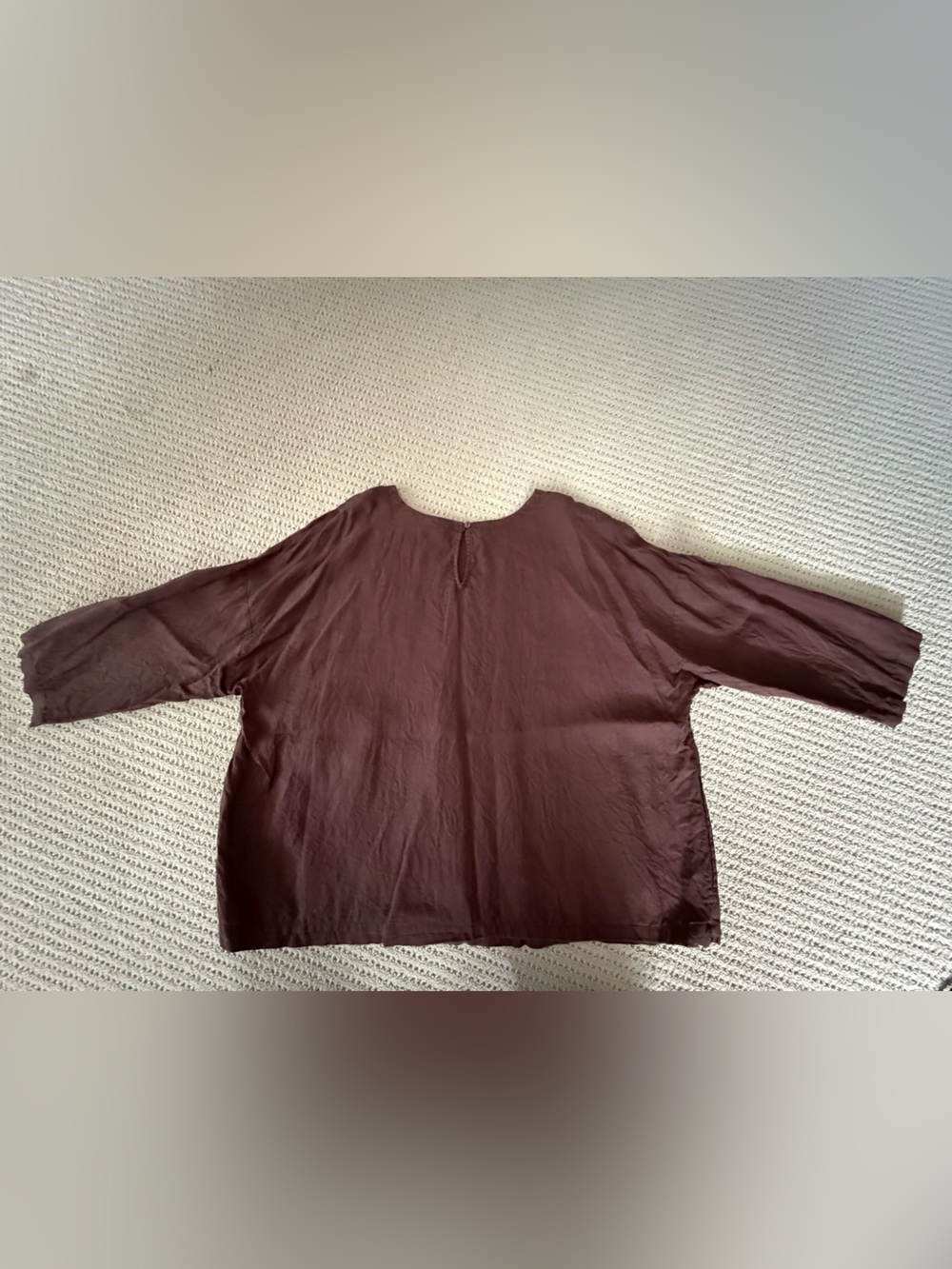 Eileen Fisher Chocolate Brown 3/4-Sleeve Tunic Top